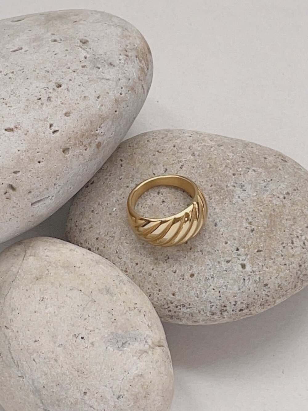 Aouri Dome Croissant Ring  | 18K Gold Plated | New